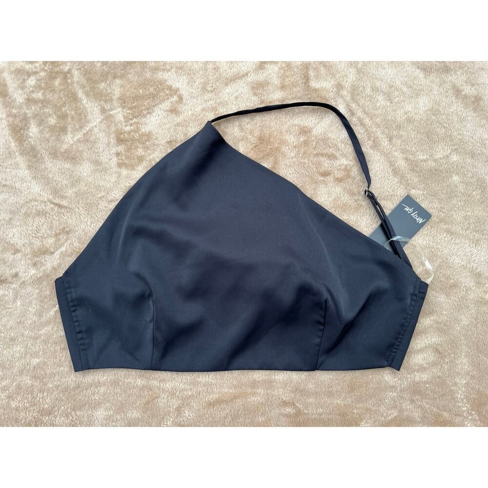 NWT Nasty Gal Collection Black Asymmetric Bow Tie Back Crop Top Women’s‎ Size 6